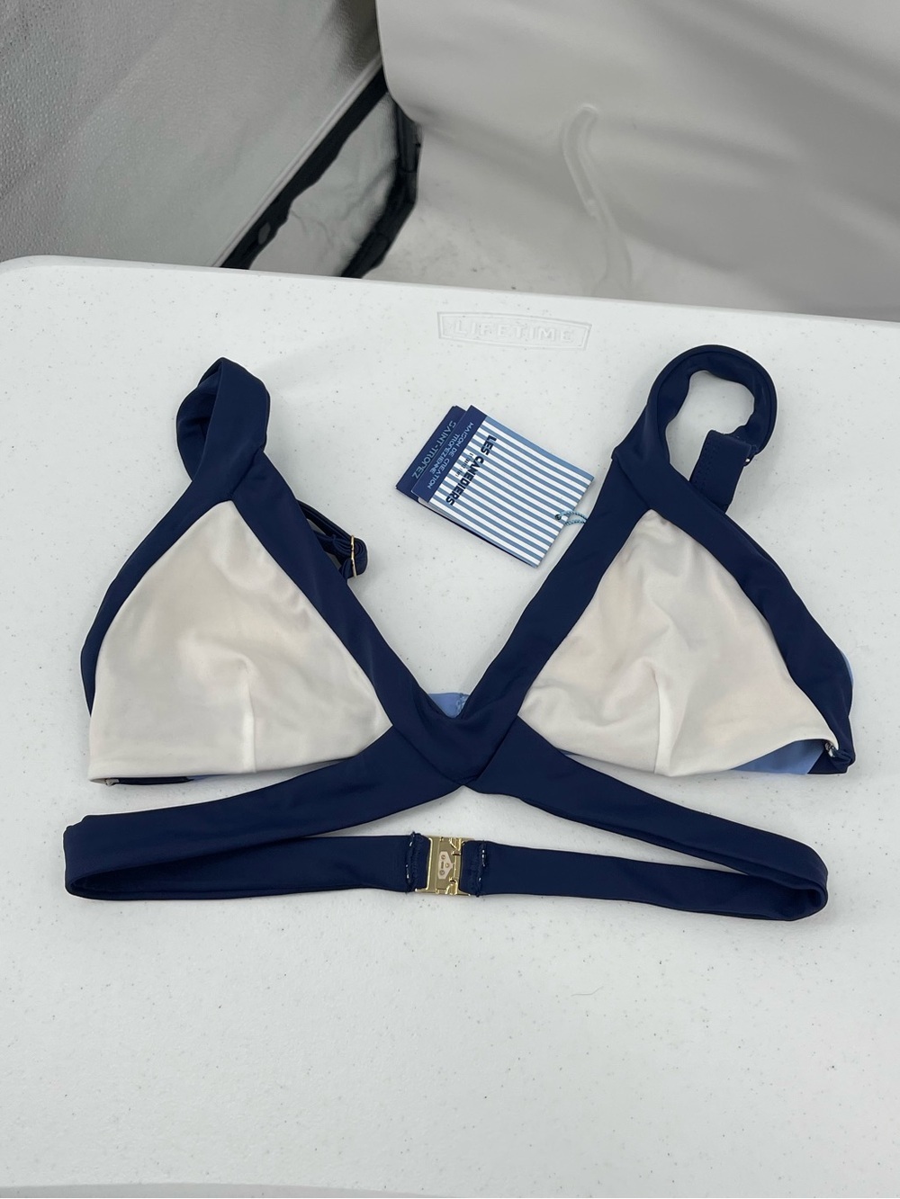 Les Canibiers NWT blue white bikini top
